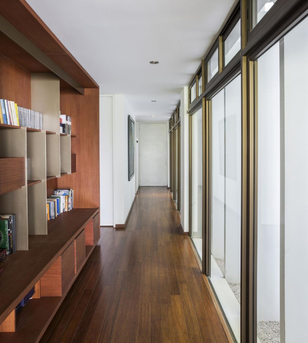 hardwood flooring down a hallway