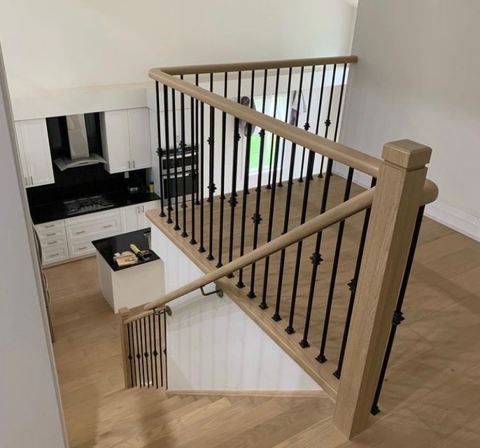 Stairs and
          railings going into kitchen