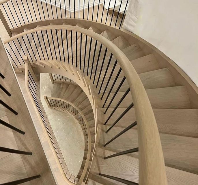 Top down view of spiral stair renovation in Toronto